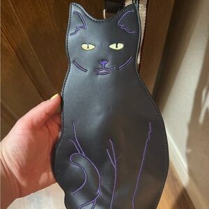 Black Cat-Shaped Crossbody Leather Bag